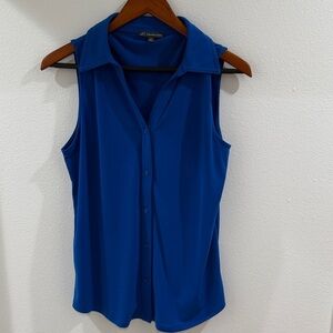 Adrianna Papell Royal Blue Sleeveless Button Down Shirt